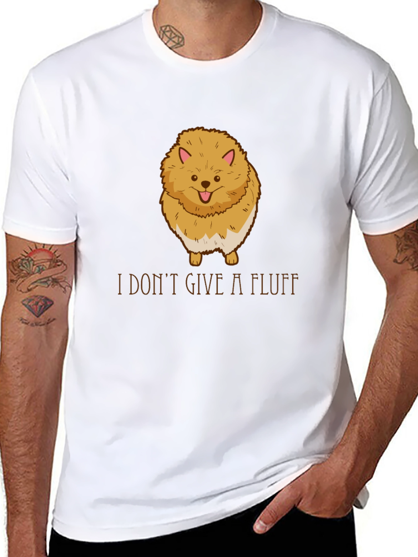 Funny Pomeranian I Dont Give A Fluff Black T-Shirt