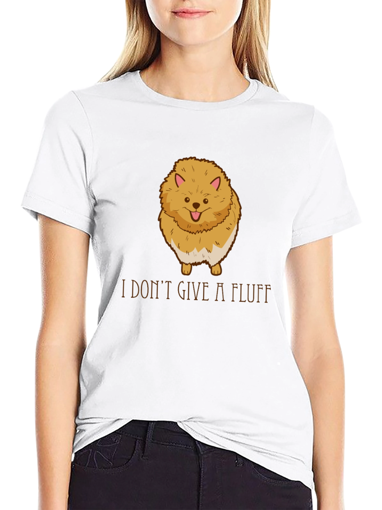 Funny Pomeranian I Dont Give A Fluff Black T-Shirt