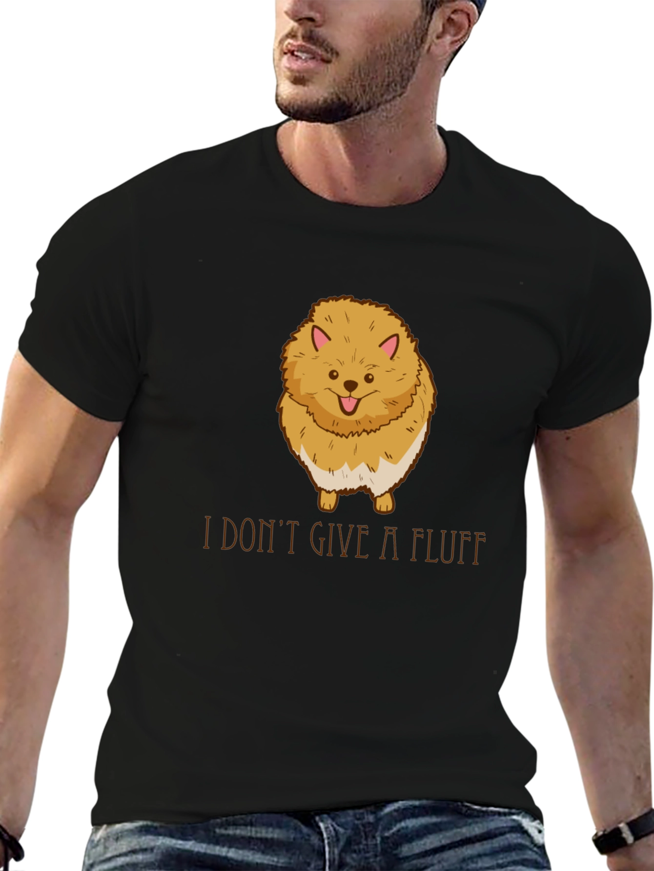 Funny Pomeranian I Dont Give A Fluff Black T-Shirt