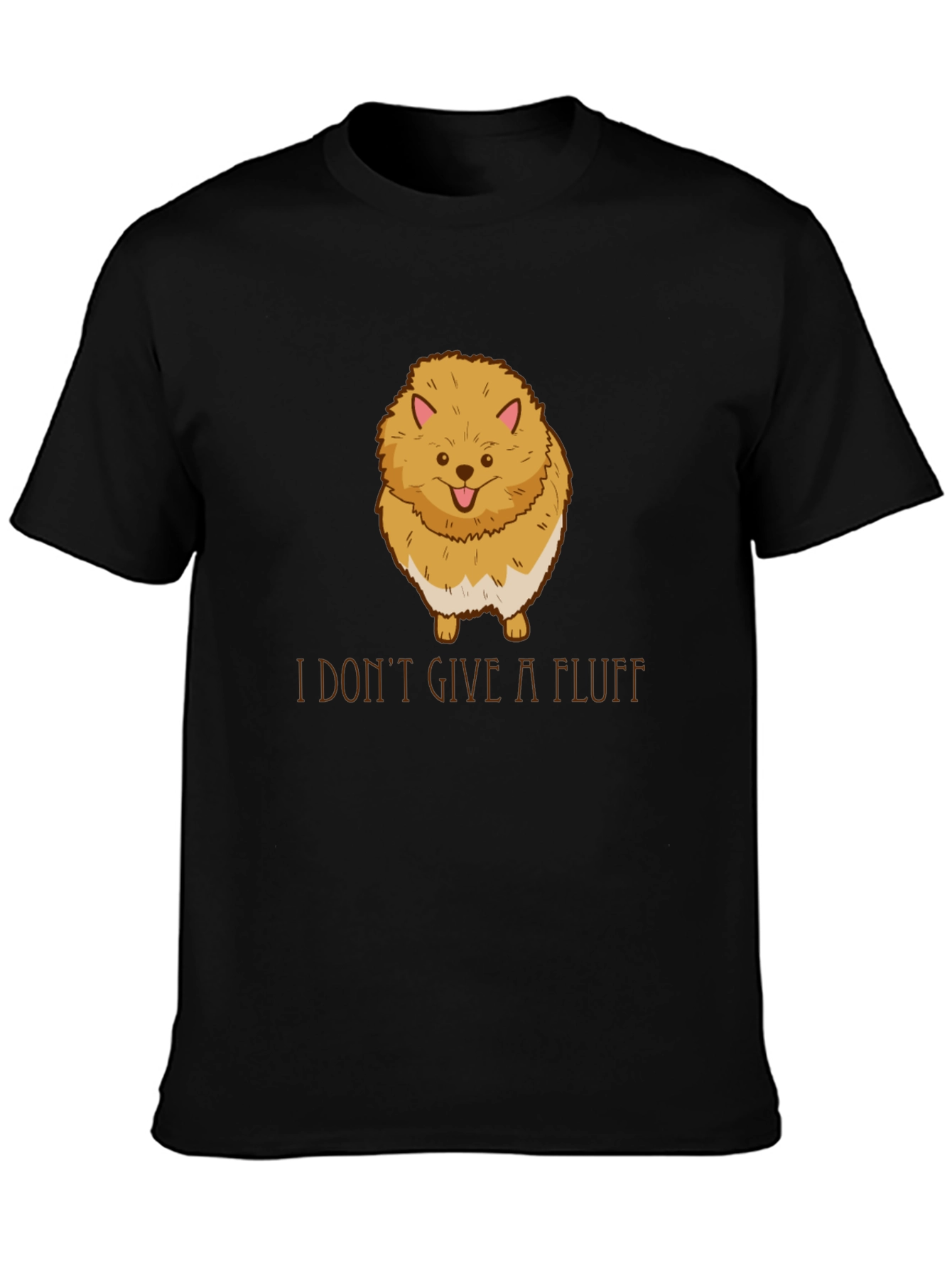 Funny Pomeranian I Dont Give A Fluff Black T-Shirt