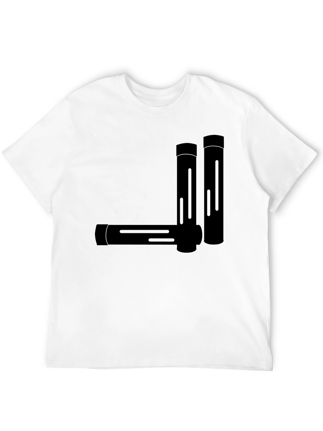 Minimalist Geometric Tubes Black T-Shirt