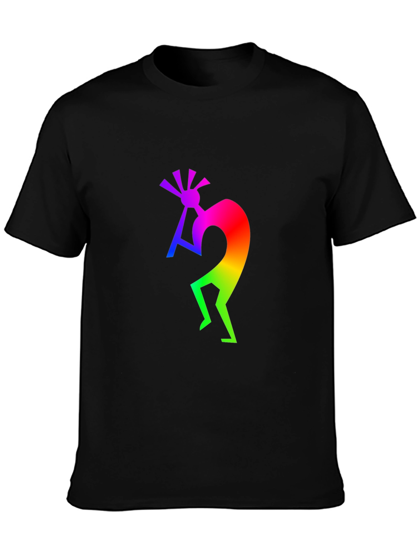 Rainbow Kokopelli Black T-Shirt