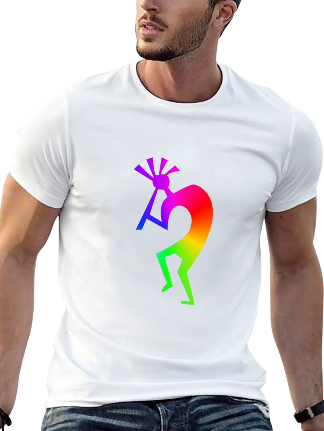 Rainbow Kokopelli Black T-Shirt