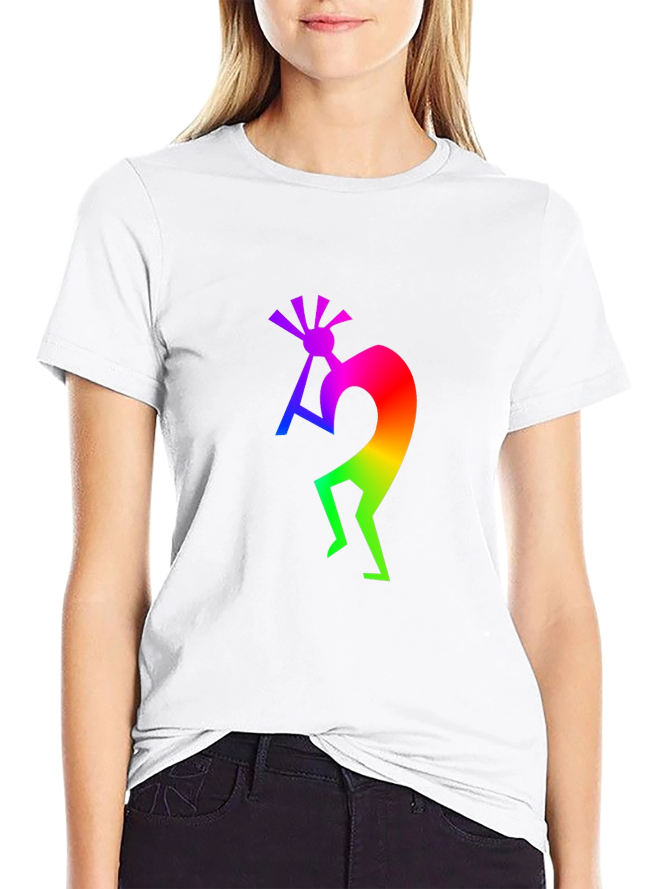 Rainbow Kokopelli Black T-Shirt