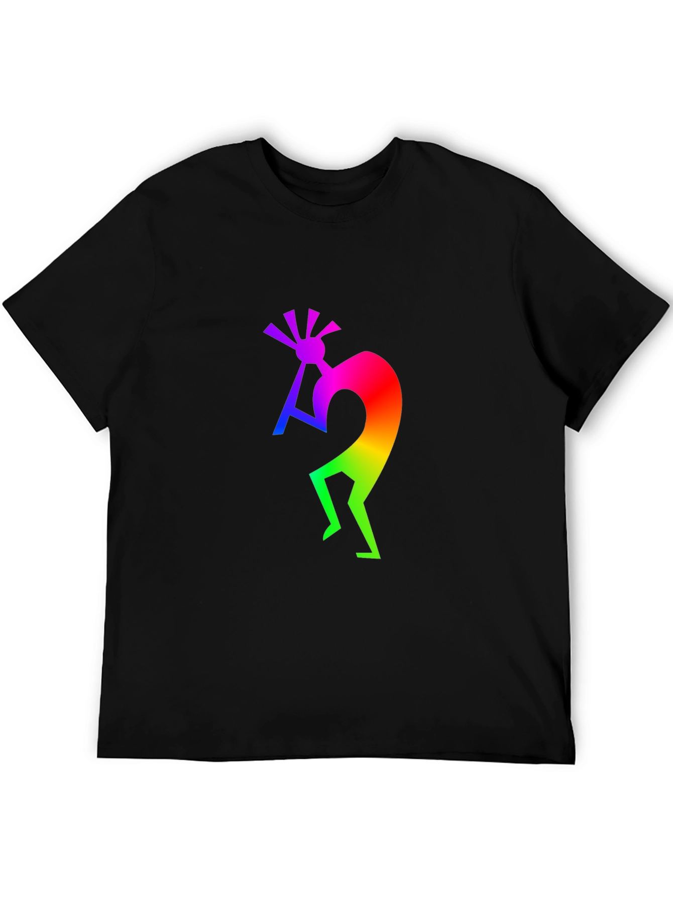 Rainbow Kokopelli Black T-Shirt