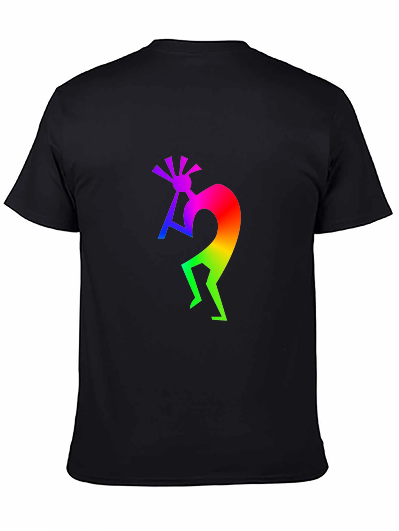 Rainbow Kokopelli Black T-Shirt