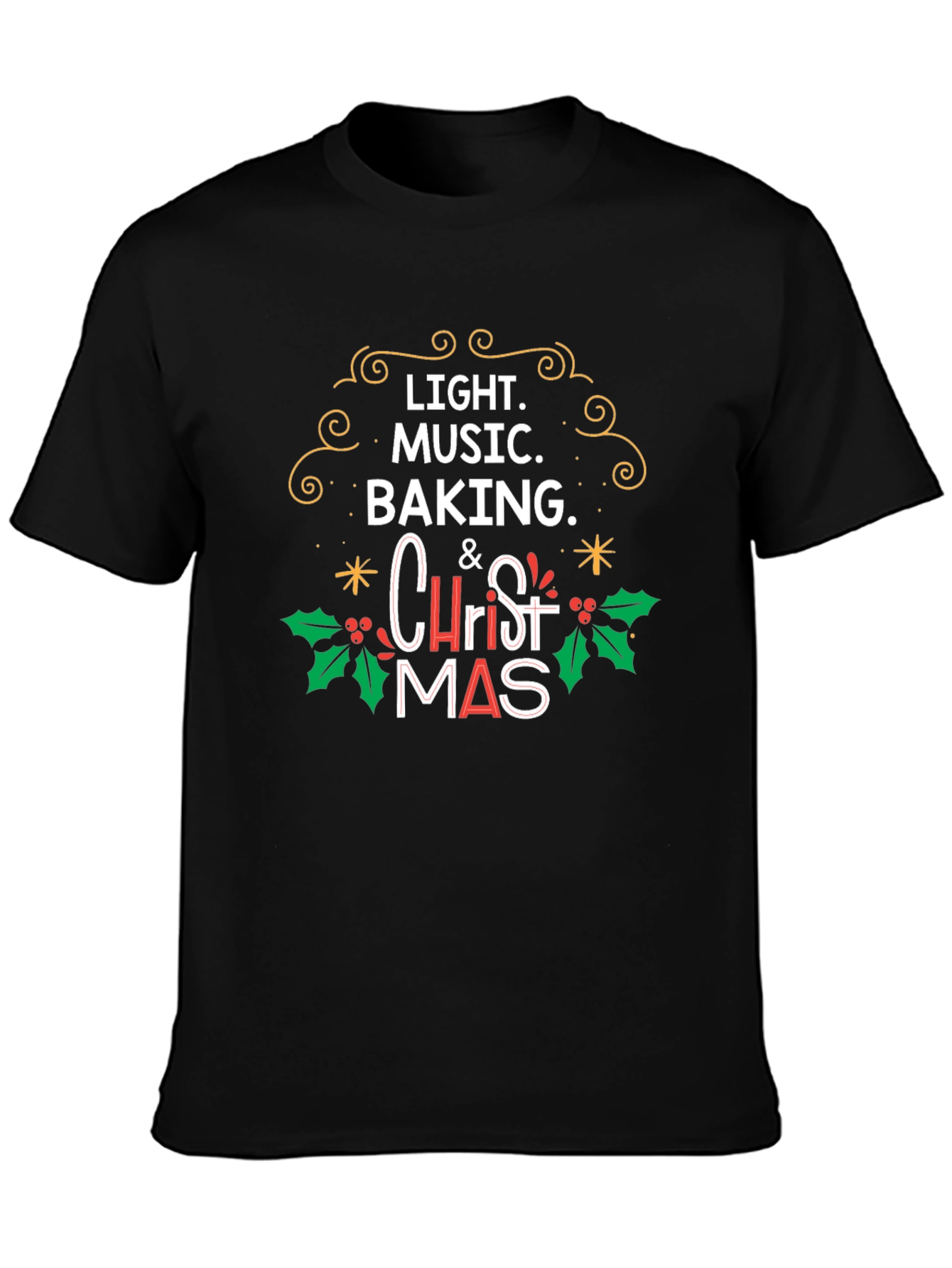 Christmas Light Music Baking T-Shirt