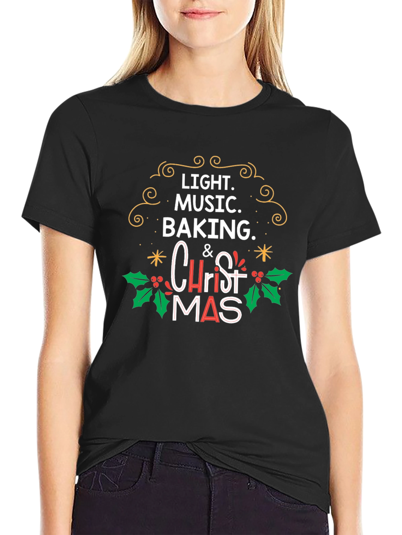 Christmas Light Music Baking T-Shirt