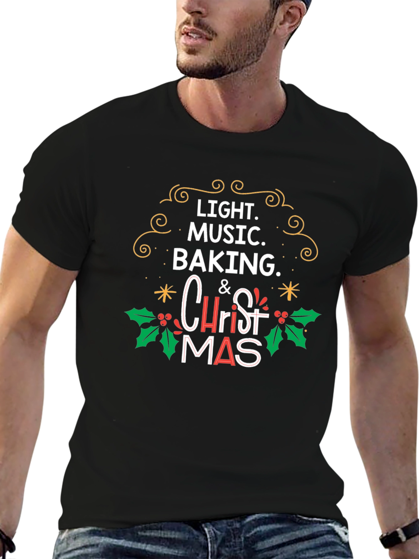 Christmas Light Music Baking T-Shirt