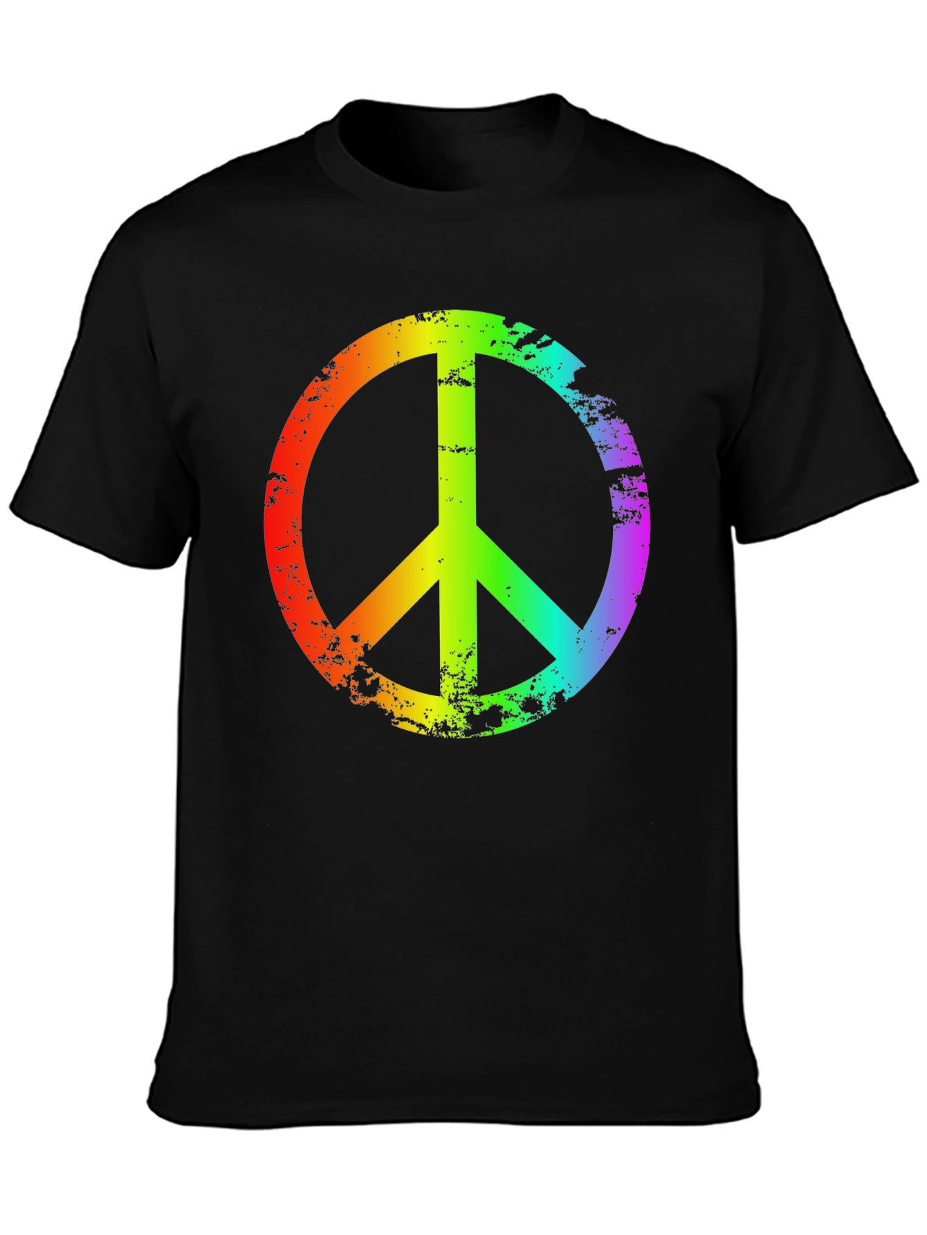 Rainbow Peace Sign T-Shirt - Black Casual Tee