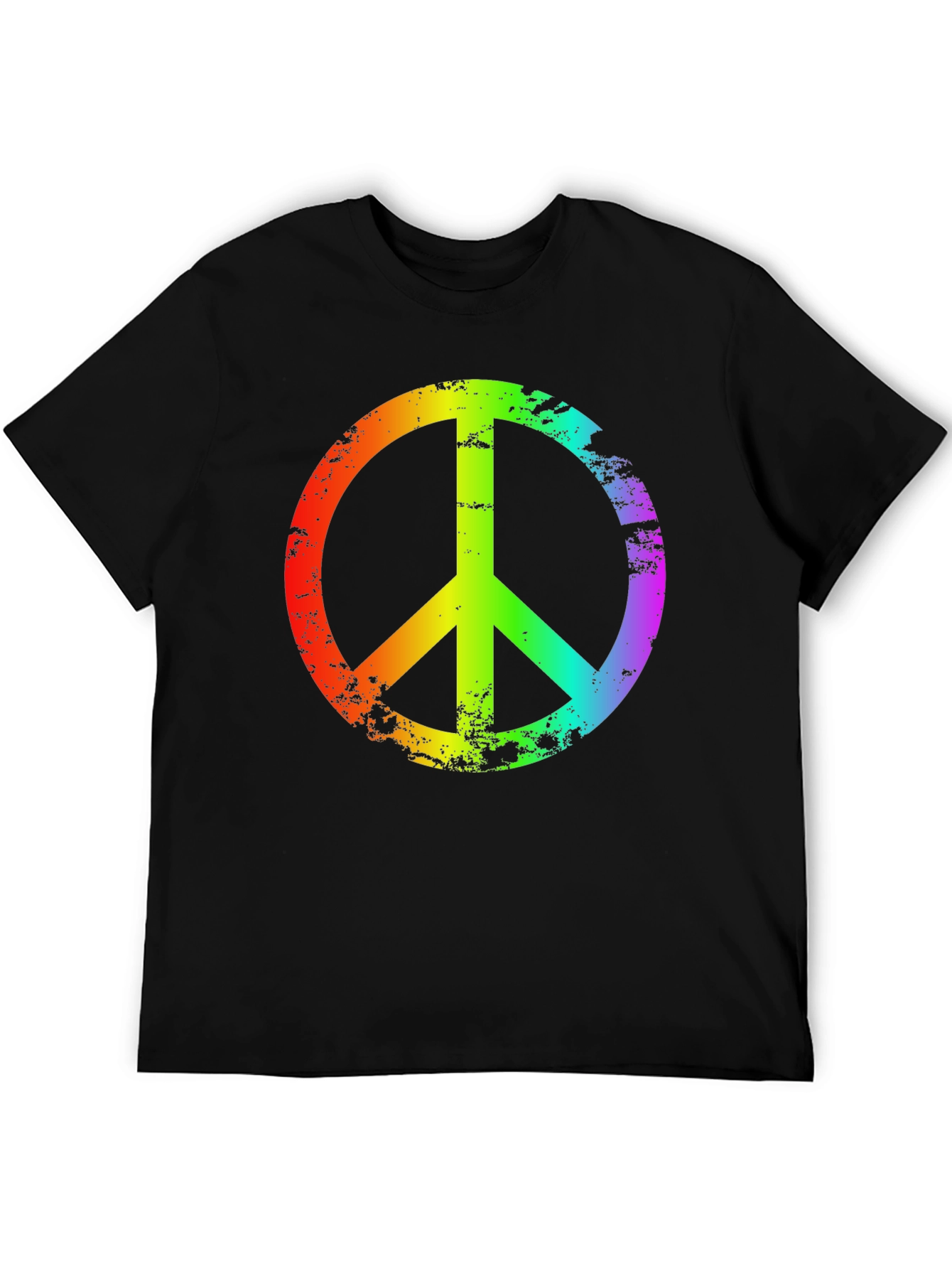 Rainbow Peace Sign T-Shirt - Black Casual Tee