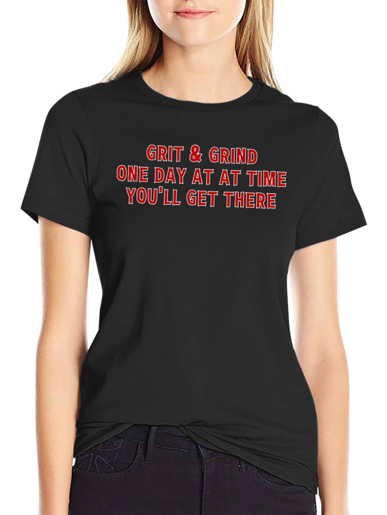 Grit & Grind Motivational Graphic Tee - Black