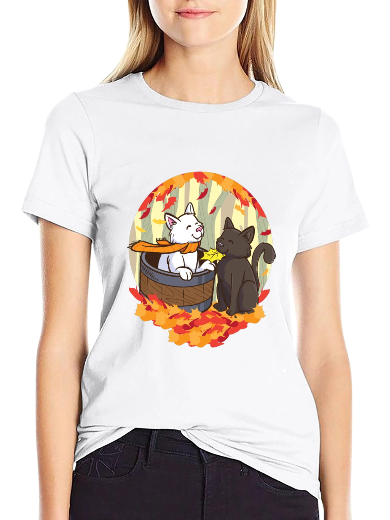 Autumn Cats T-Shirt - Cute Fall Design