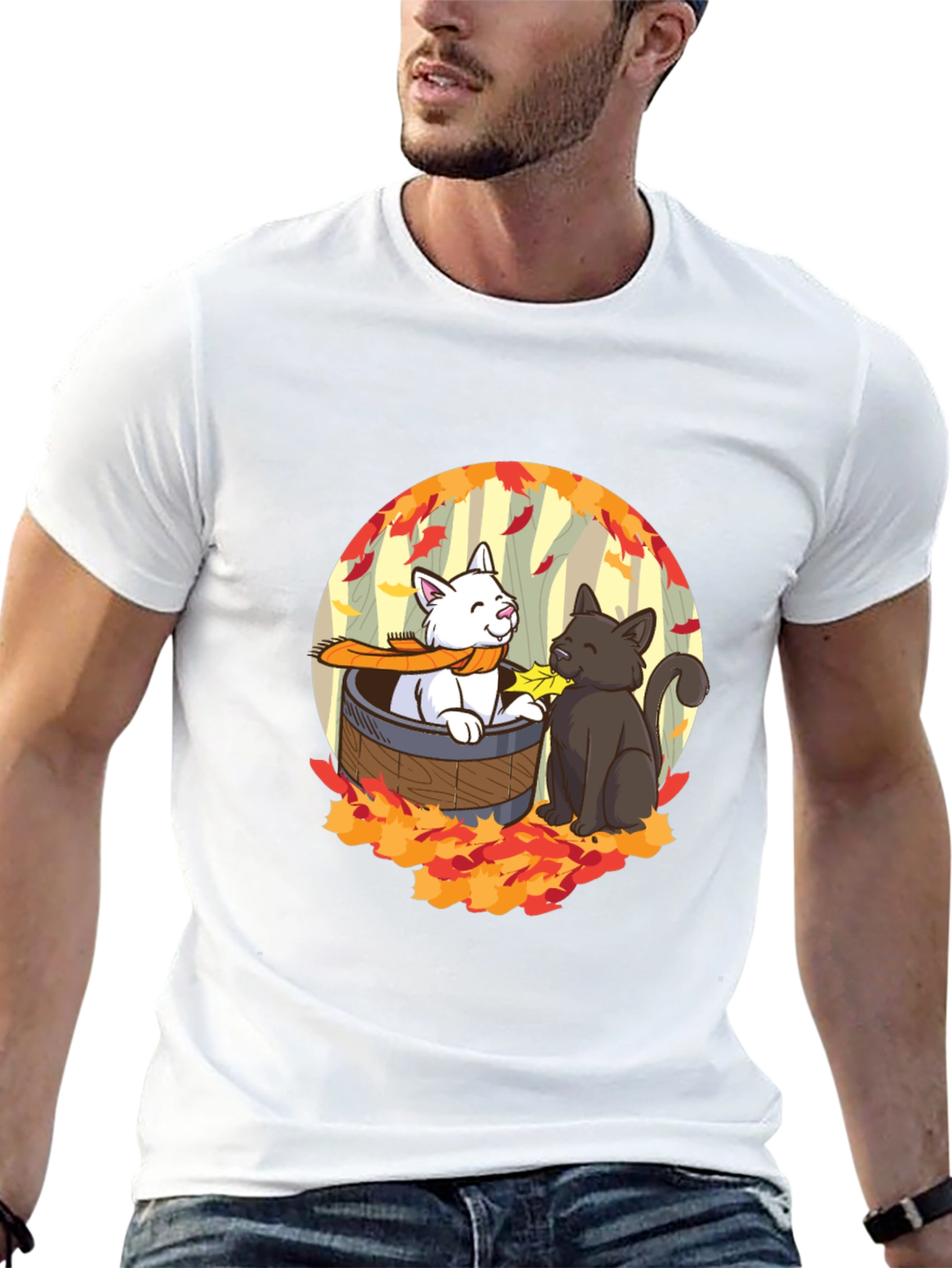 Autumn Cats T-Shirt - Cute Fall Design