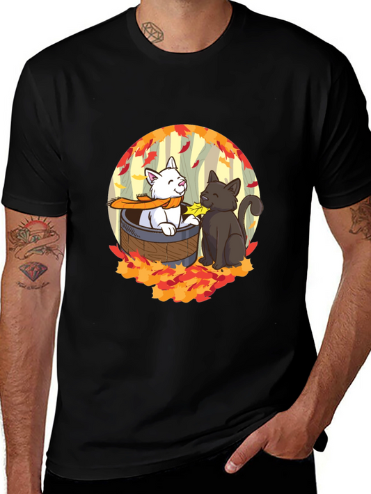 Autumn Cats T-Shirt - Cute Fall Design