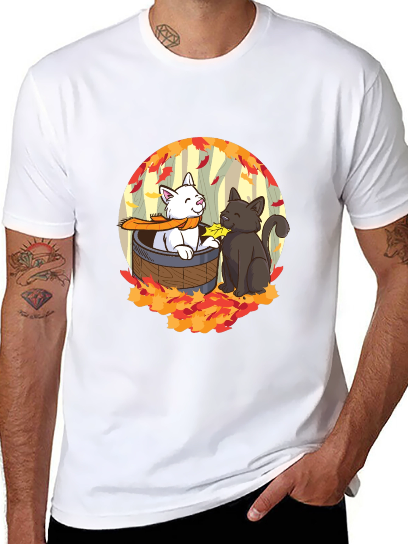 Autumn Cats T-Shirt - Cute Fall Design