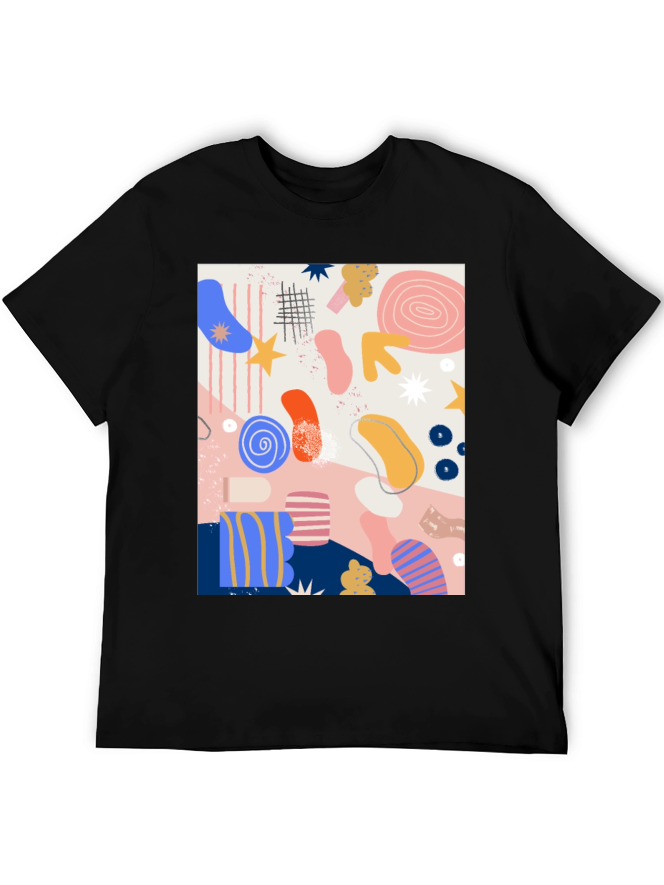 Abstract Art Print Black Crew Neck T-Shirt