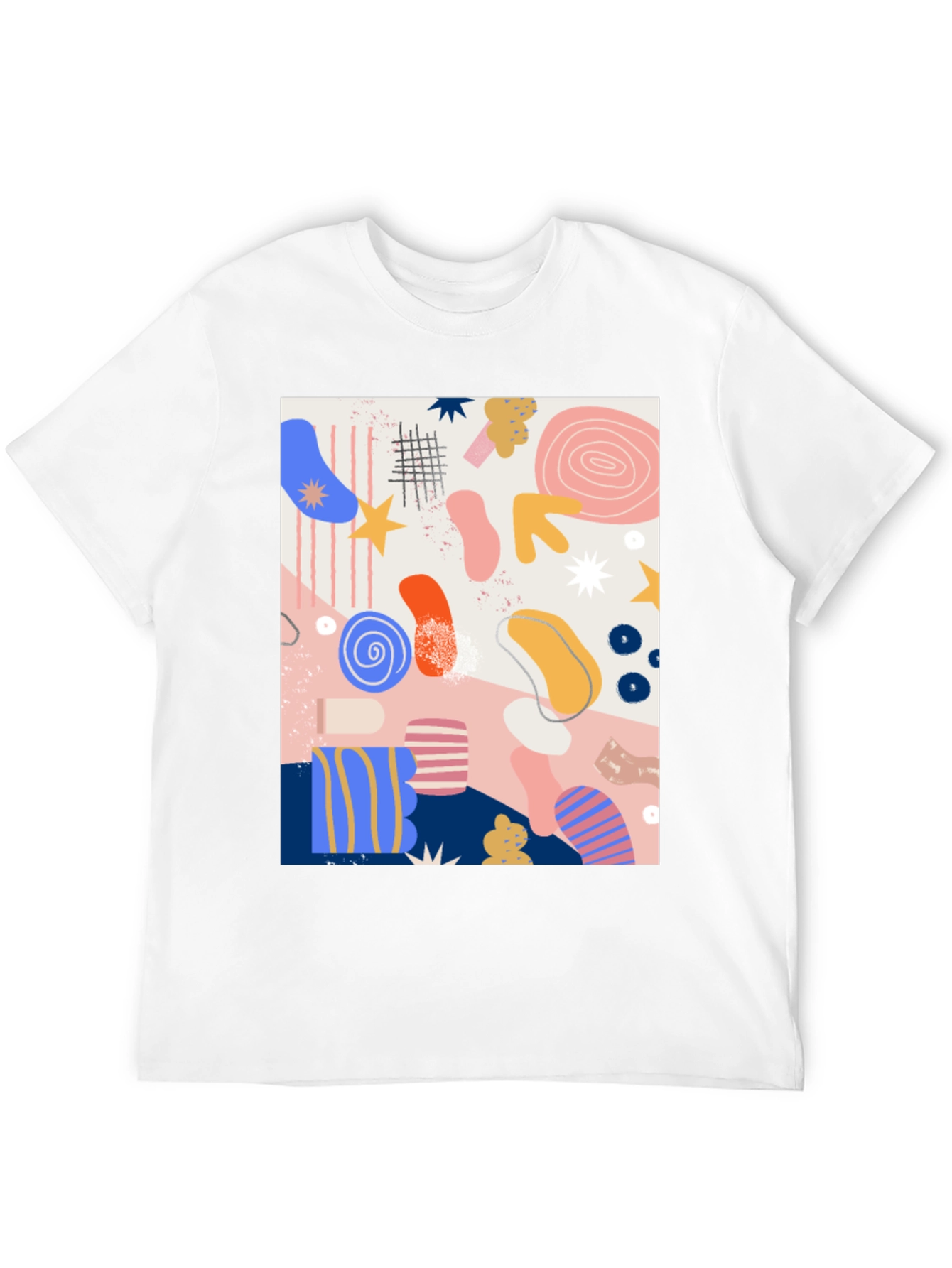 Abstract Art Print Black Crew Neck T-Shirt