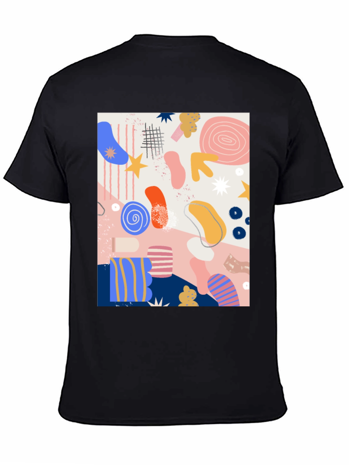 Abstract Art Print Black Crew Neck T-Shirt