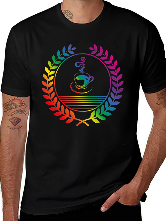 Rainbow Coffee Laurel T-Shirt - Unique Graphic Tee