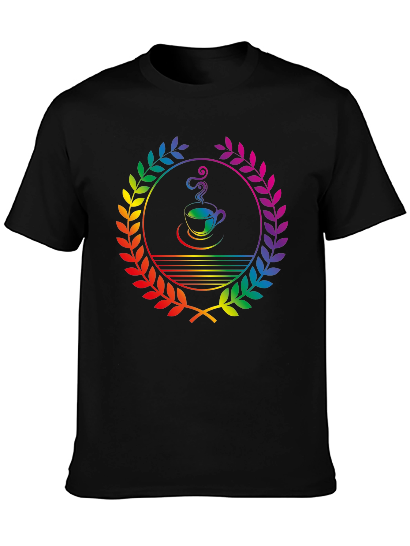 Rainbow Coffee Laurel T-Shirt - Unique Graphic Tee