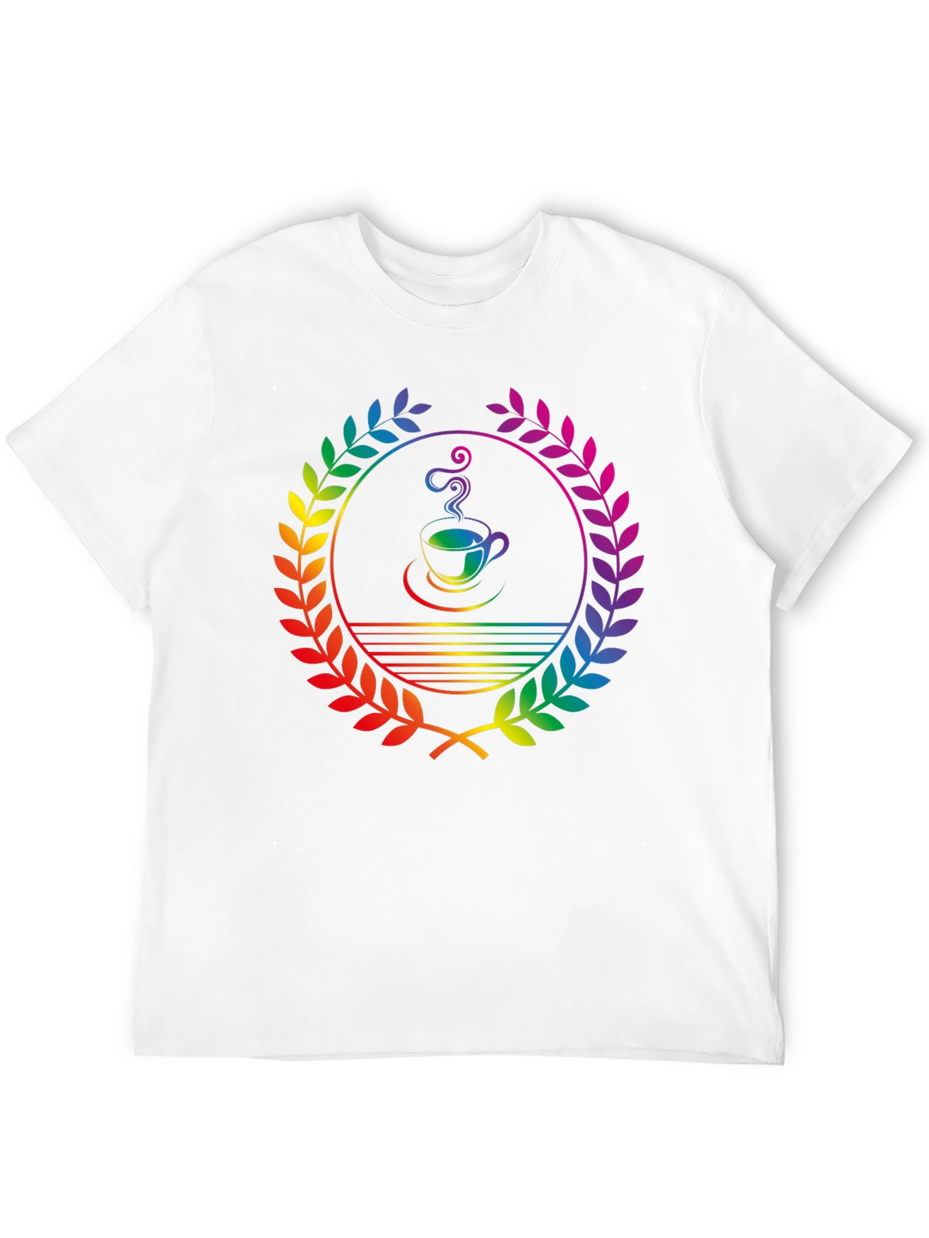 Rainbow Coffee Laurel T-Shirt - Unique Graphic Tee