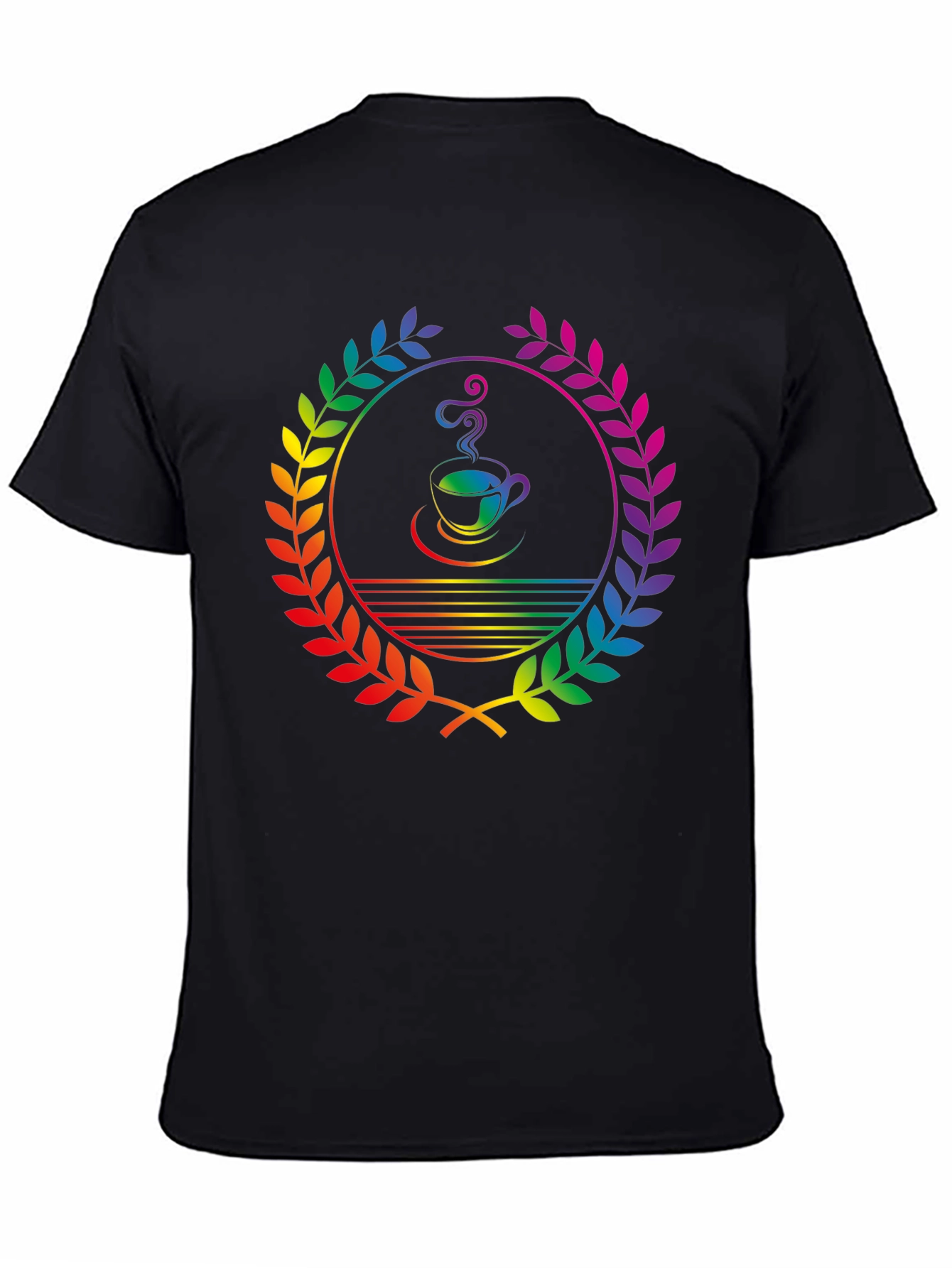 Rainbow Coffee Laurel T-Shirt - Unique Graphic Tee