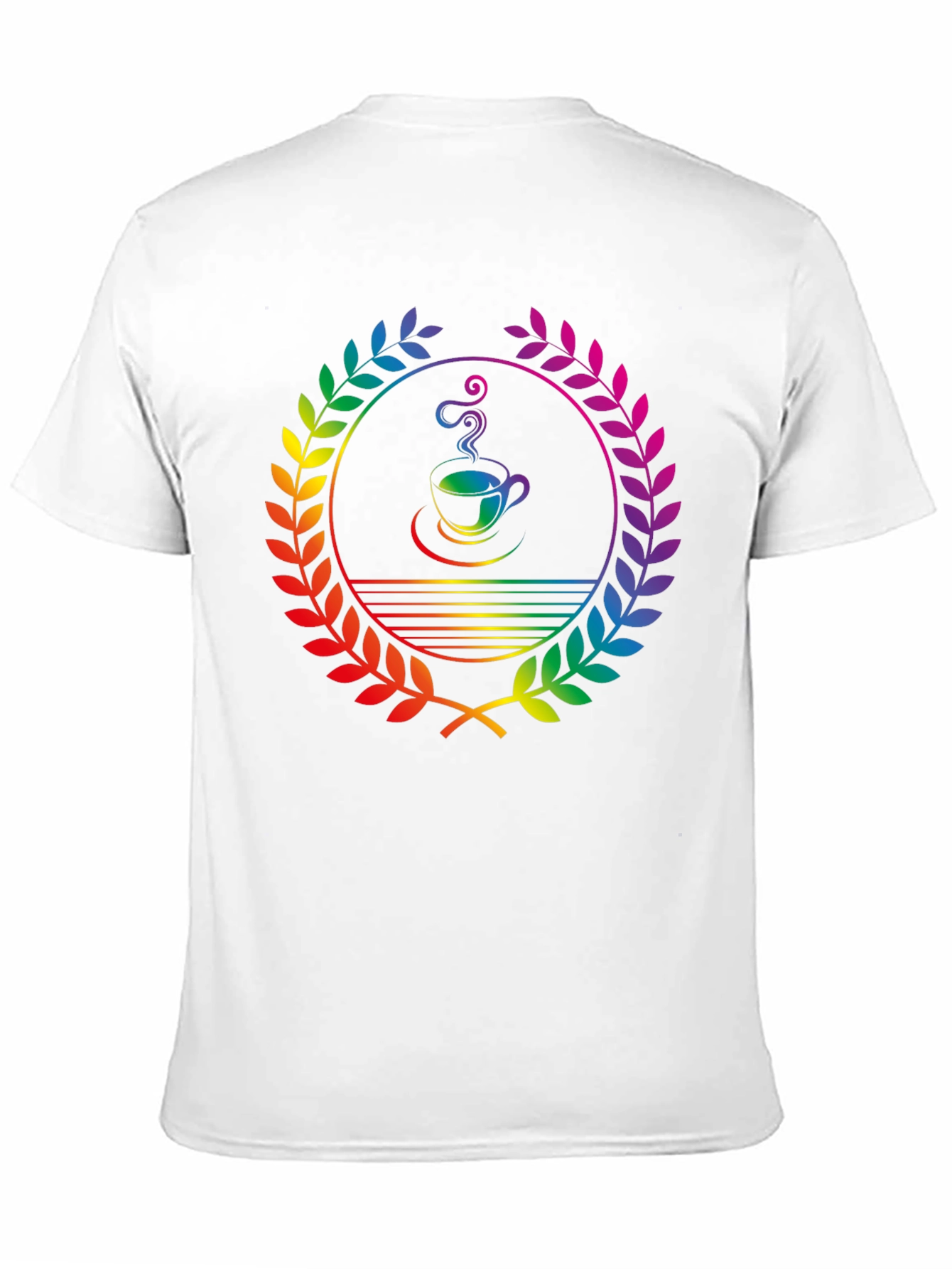 Rainbow Coffee Laurel T-Shirt - Unique Graphic Tee
