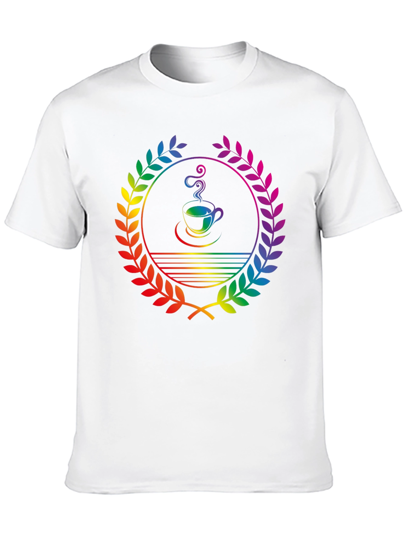 Rainbow Coffee Laurel T-Shirt - Unique Graphic Tee