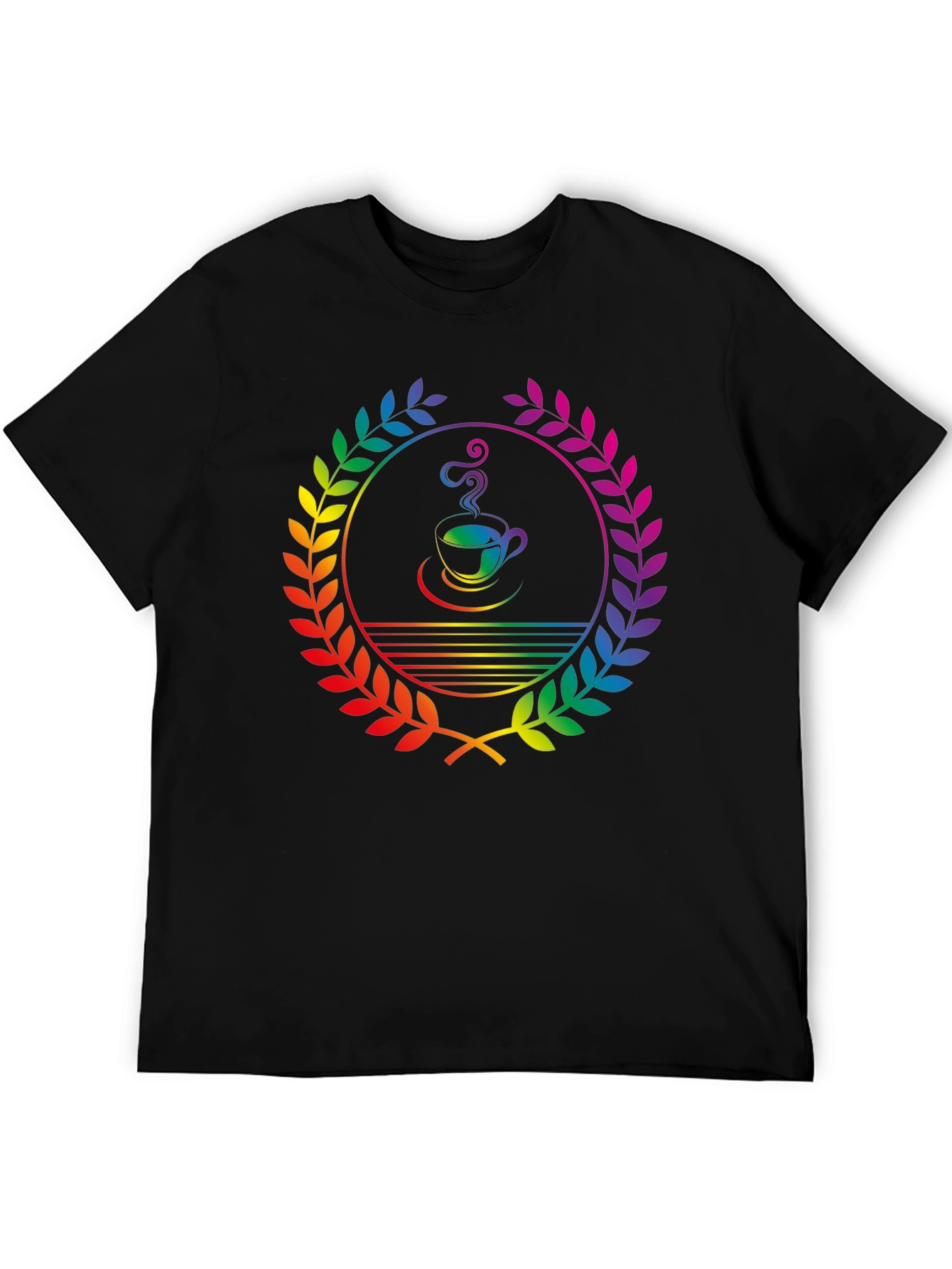 Rainbow Coffee Laurel T-Shirt - Unique Graphic Tee