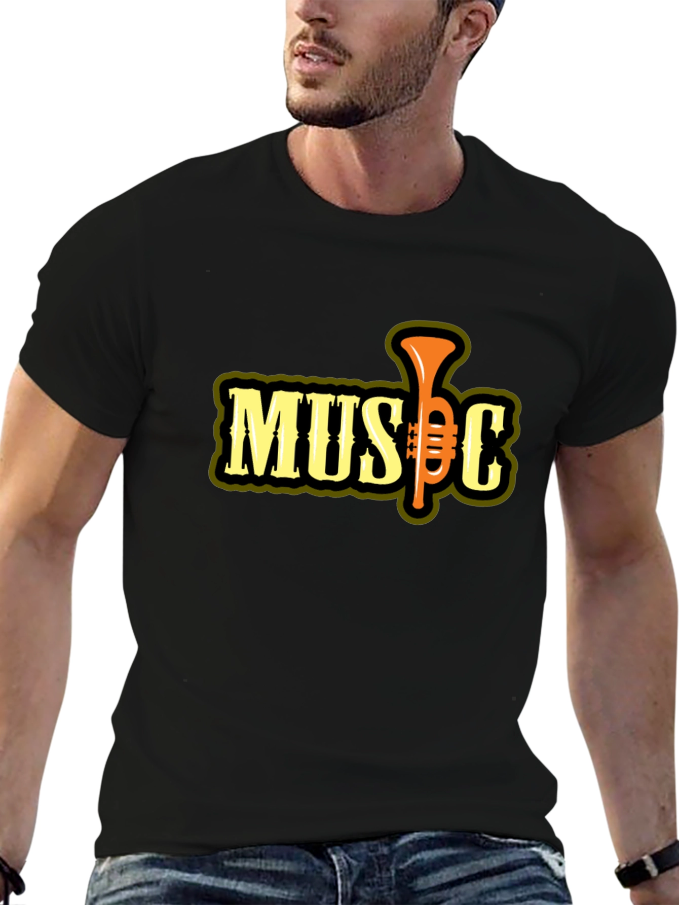 Music Trumpet Graphic T-Shirt - Black