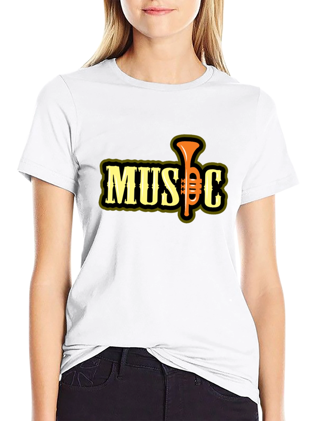 Music Trumpet Graphic T-Shirt - Black