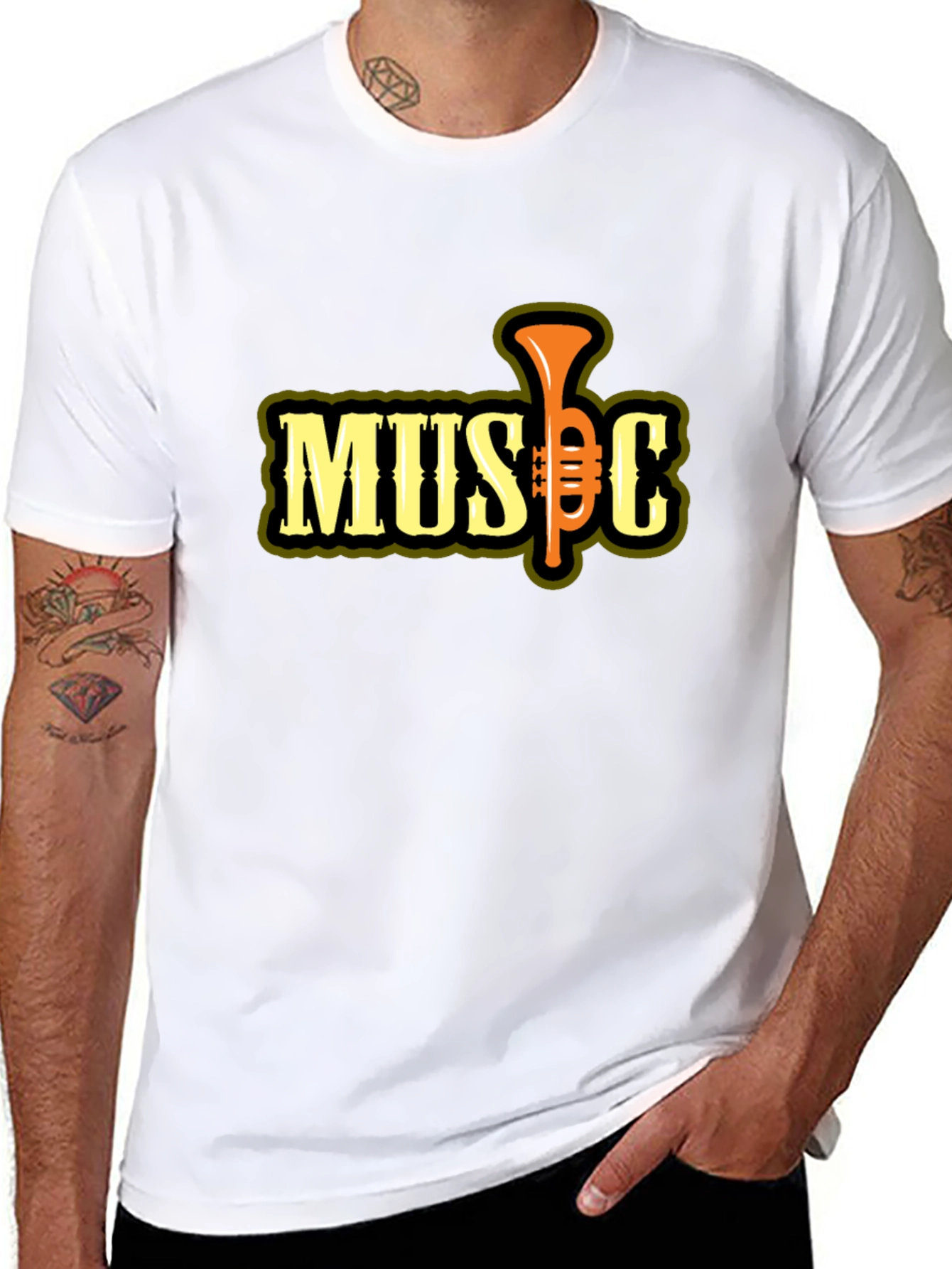 Music Trumpet Graphic T-Shirt - Black