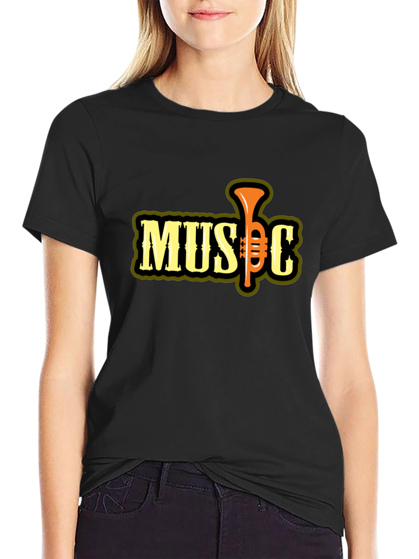 Music Trumpet Graphic T-Shirt - Black