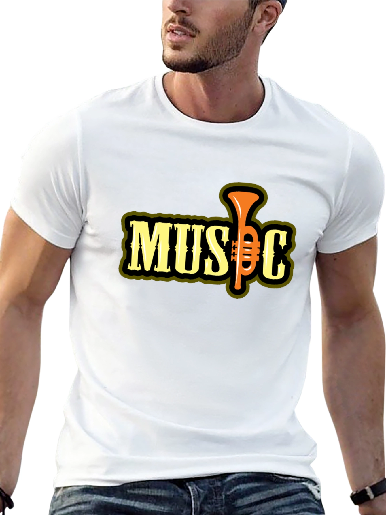 Music Trumpet Graphic T-Shirt - Black