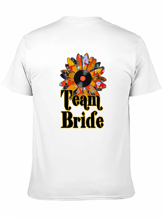 Team Bride Flower Vinyl Record Graphic T-Shirt