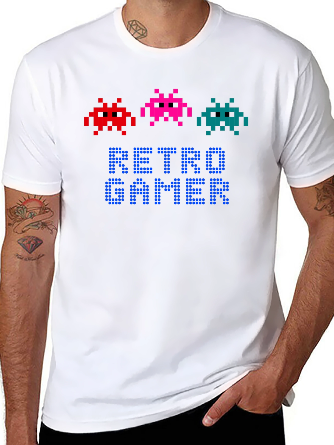 Retro Gamer T-Shirt - Pixel Art Alien Design