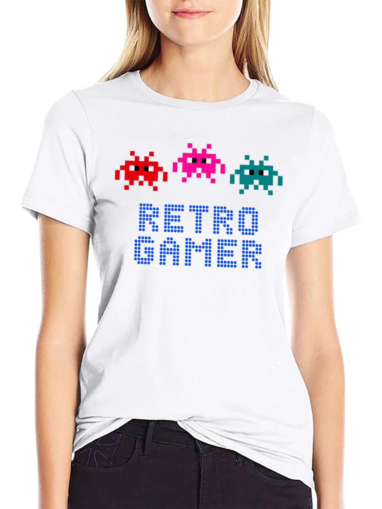 Retro Gamer T-Shirt - Pixel Art Alien Design