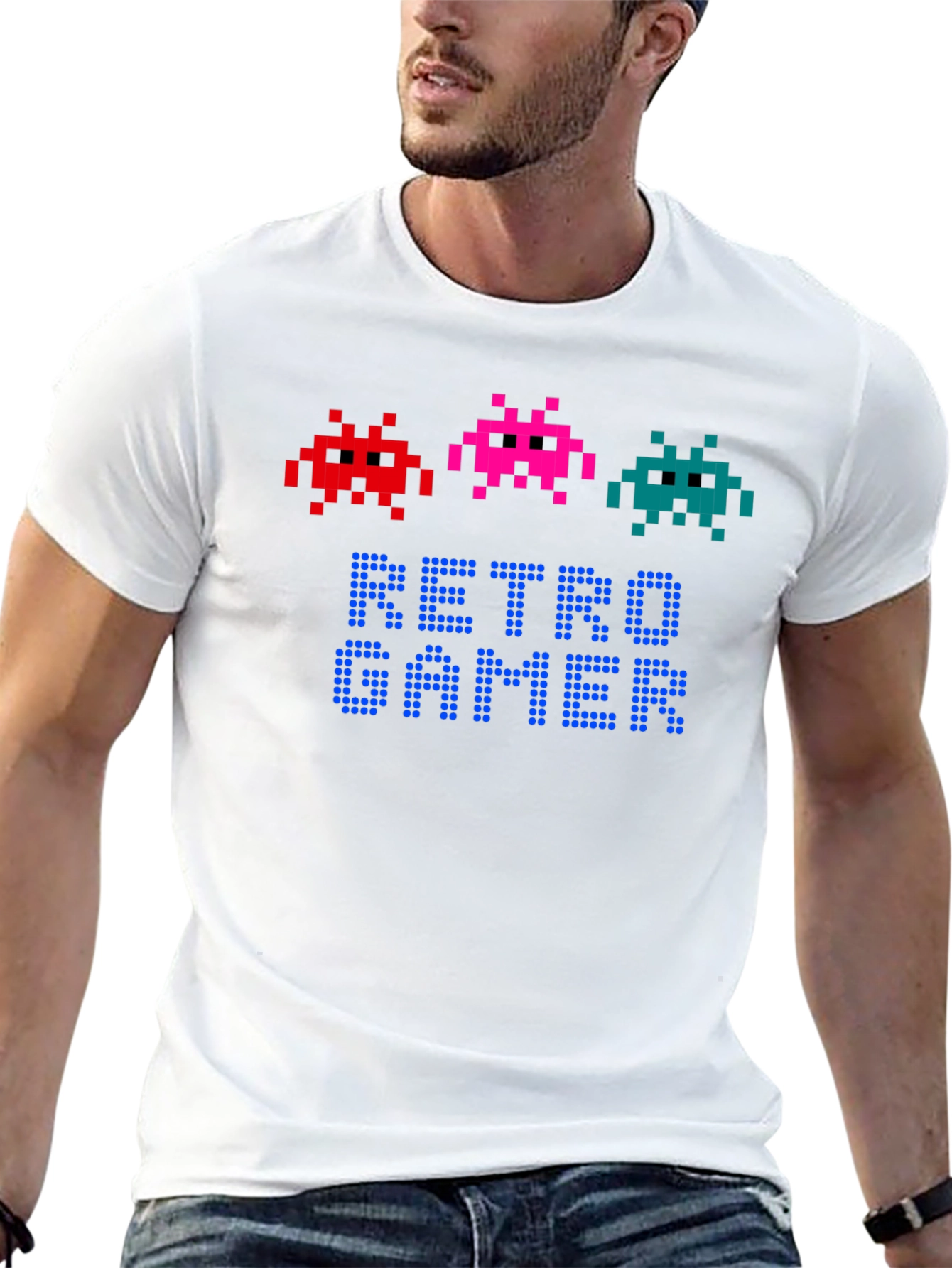 Retro Gamer T-Shirt - Pixel Art Alien Design