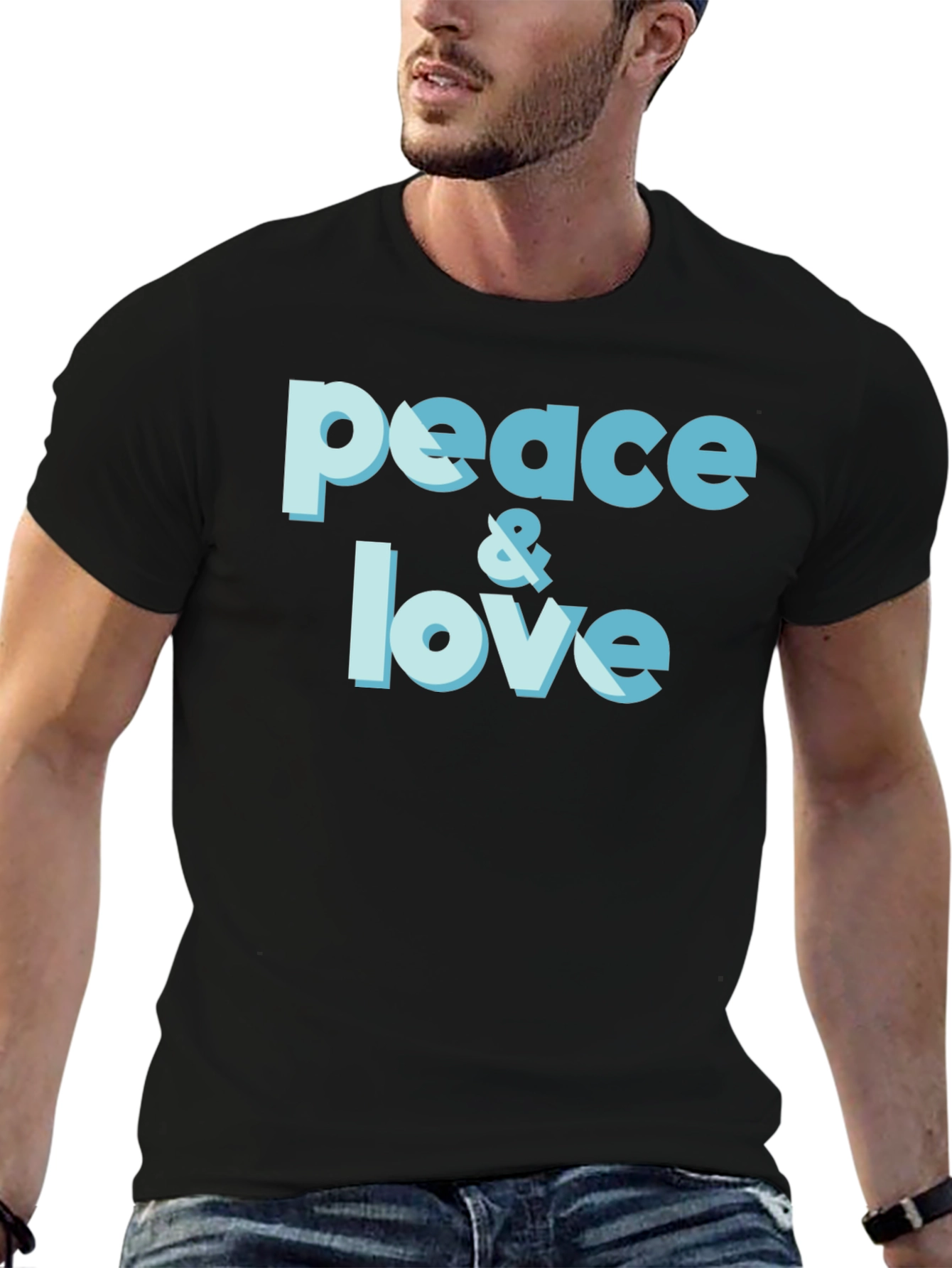 Peace & Love Graphic T-Shirt - Trendy Casual Tee