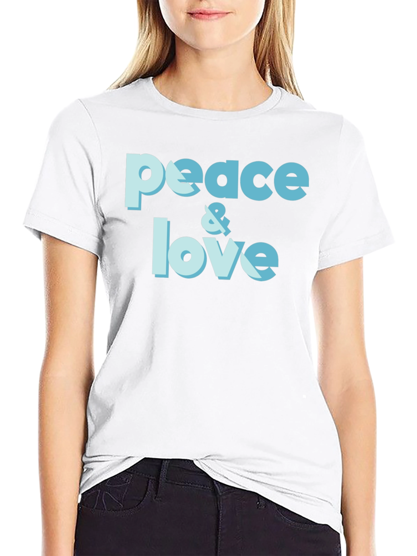 Peace & Love Graphic T-Shirt - Trendy Casual Tee