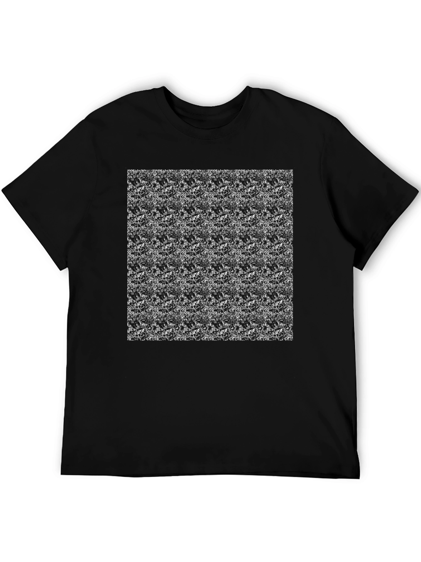 Abstract Print Black Crew Neck T-Shirt