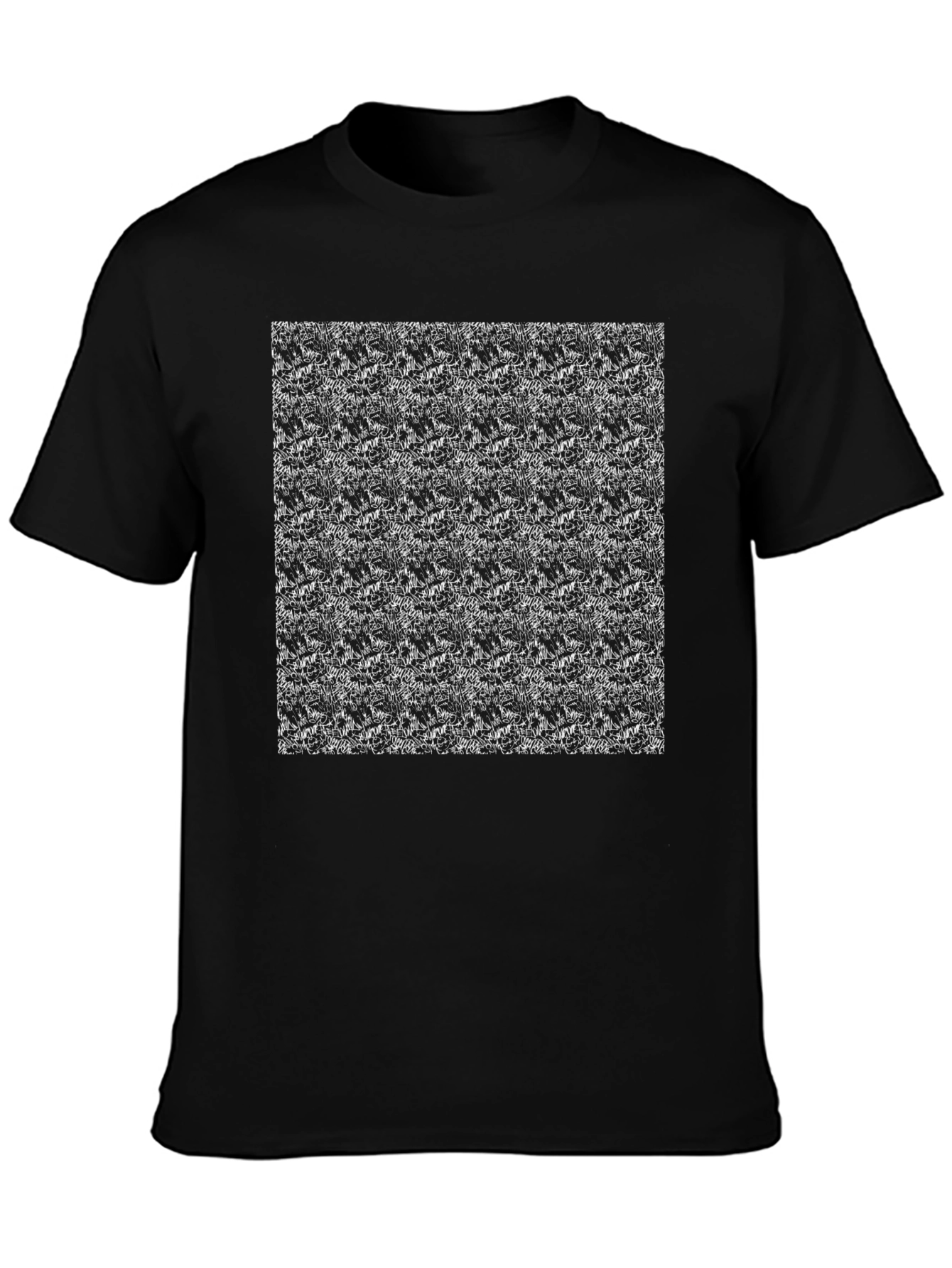 Abstract Print Black Crew Neck T-Shirt