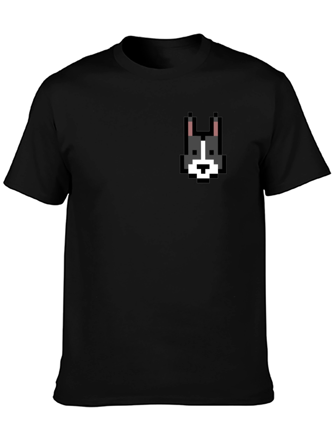 Pixel Dog T-Shirt - Black Cotton Tee