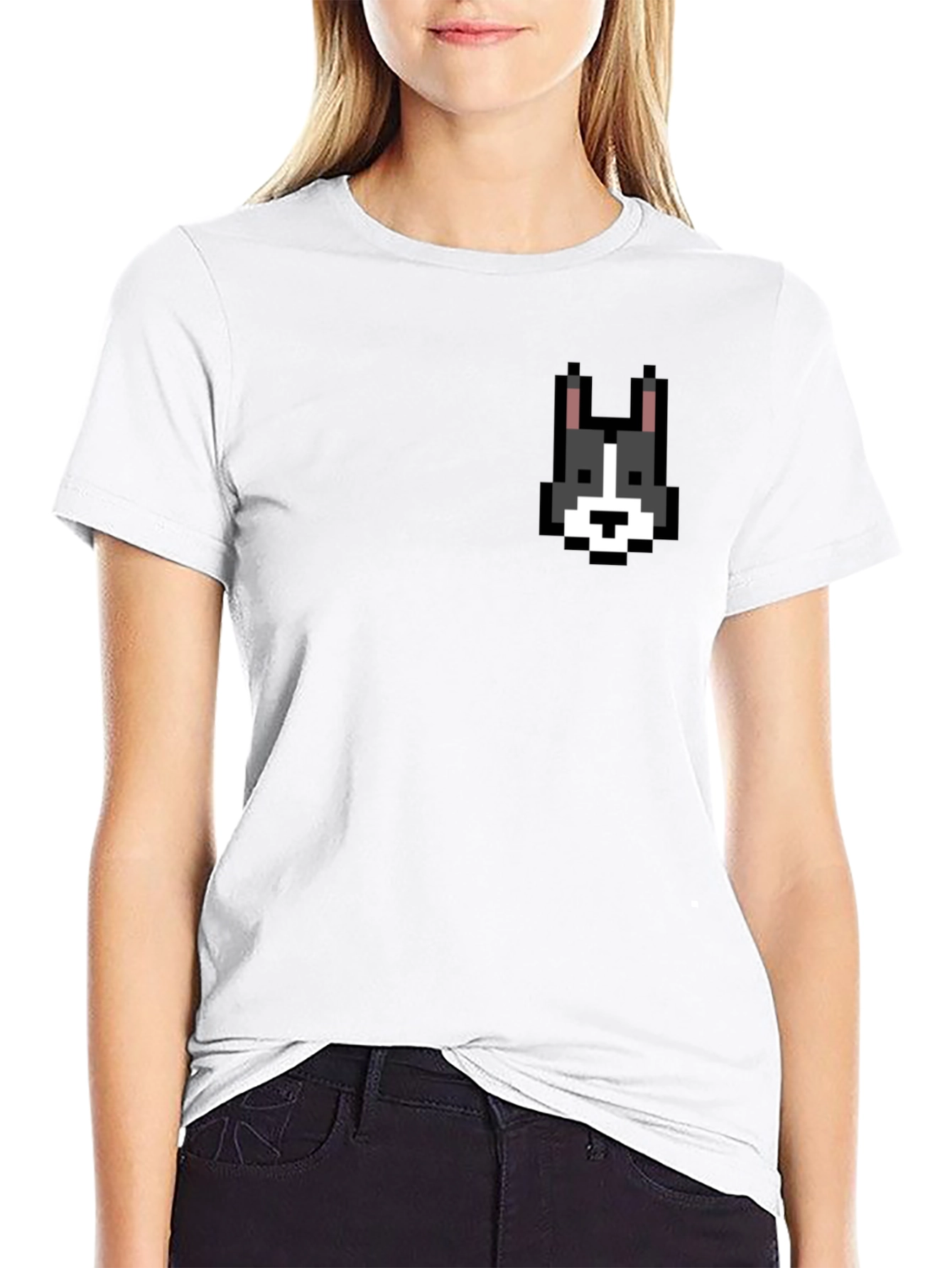 Pixel Dog T-Shirt - Black Cotton Tee