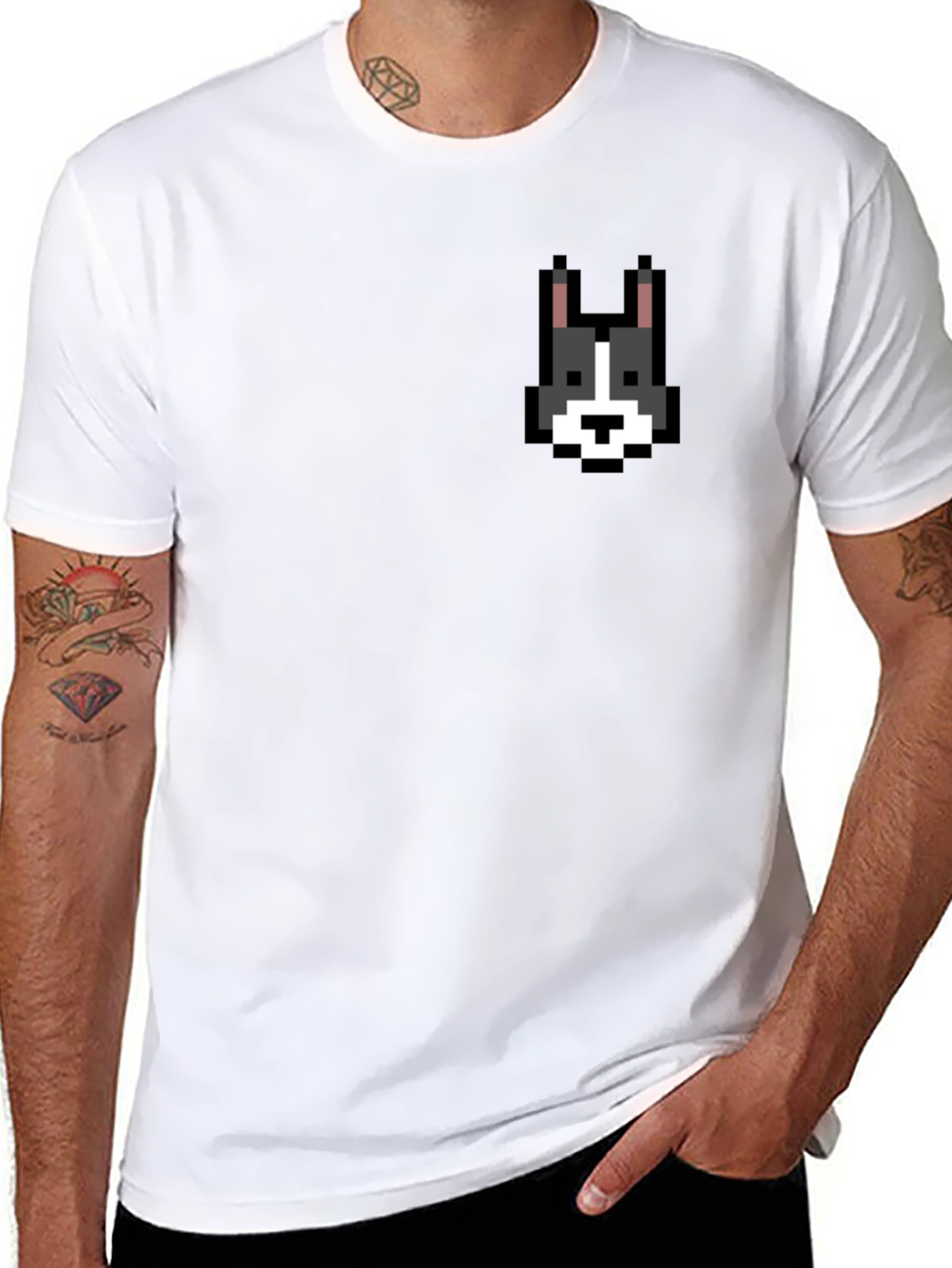 Pixel Dog T-Shirt - Black Cotton Tee