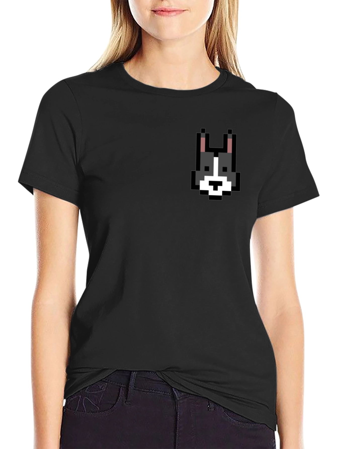 Pixel Dog T-Shirt - Black Cotton Tee