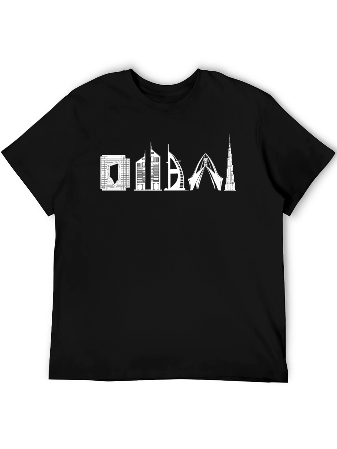 Dubai Skyline Graphic Tee - Stylish Black T-Shirt