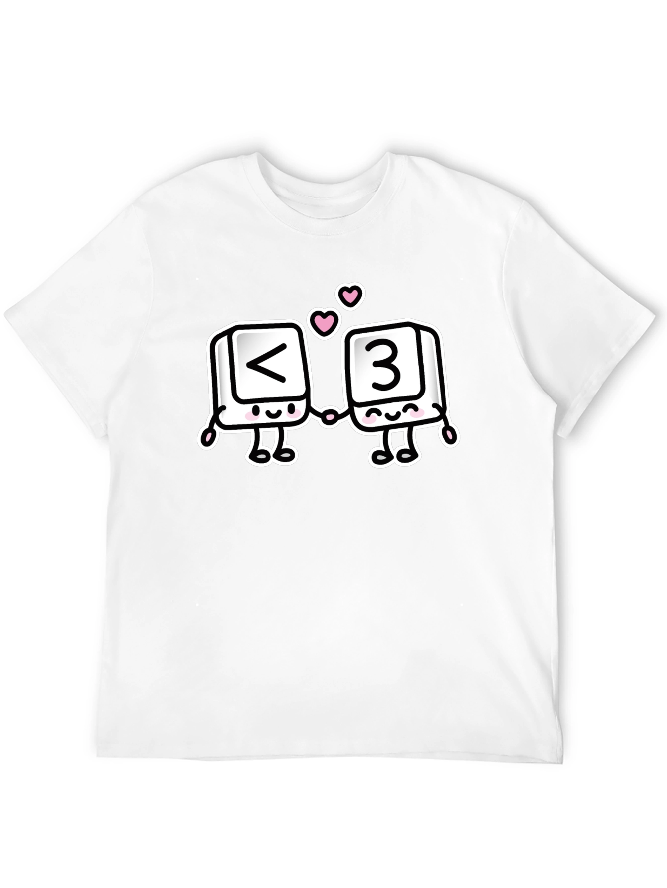Black T-Shirt with <3 Cartoon Design
