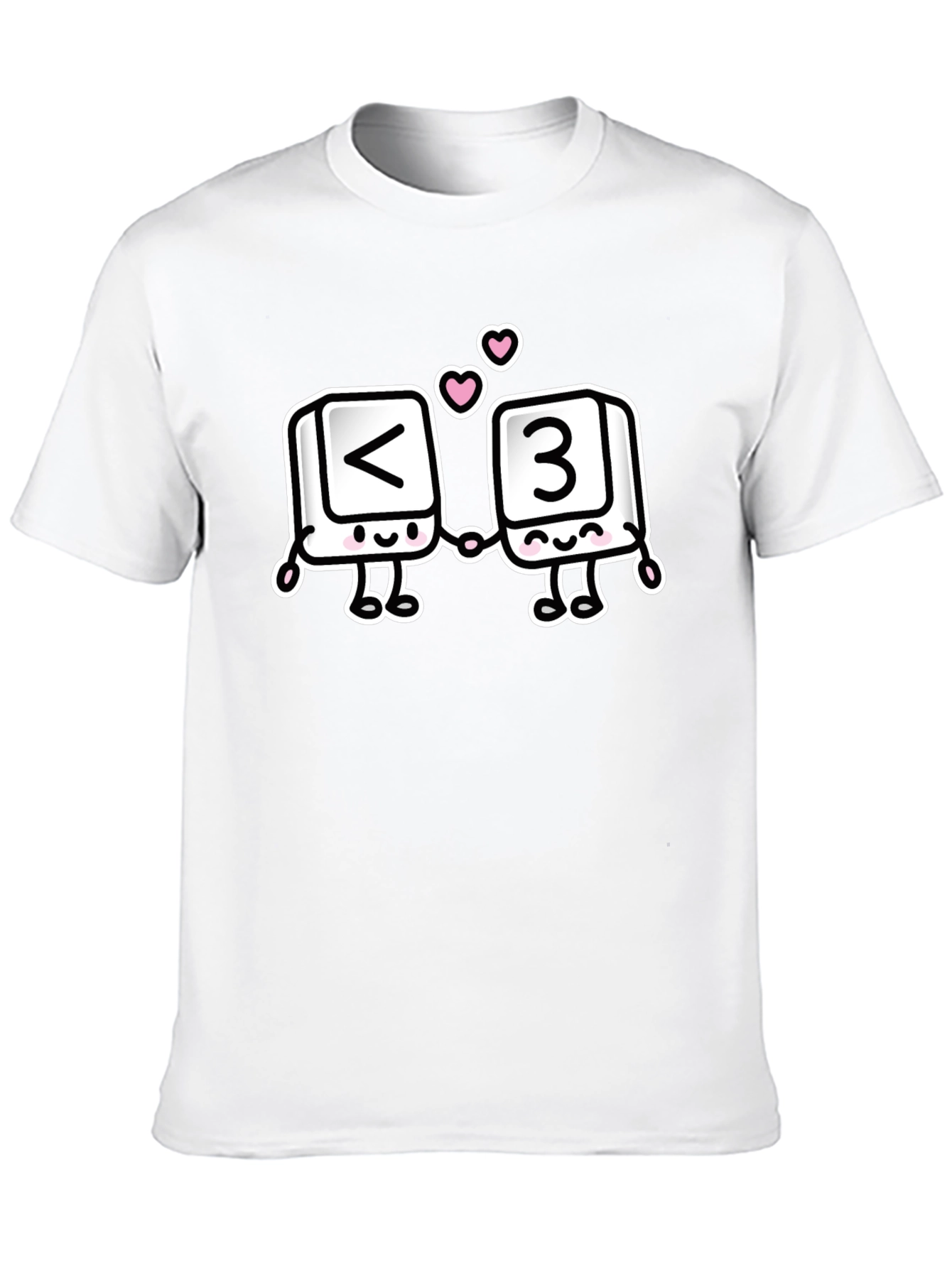Black T-Shirt with <3 Cartoon Design